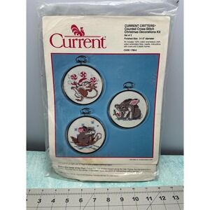 Current Critters  Cross Stitch Christmas Decorations Kit‎ Set of 3 1788-6 New